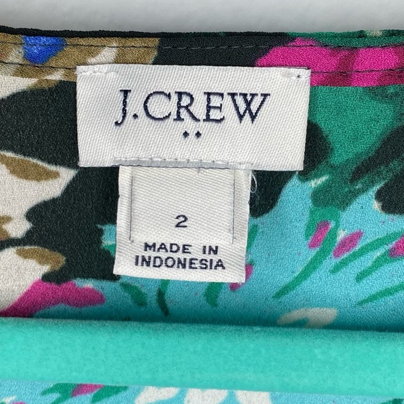 Vintage J. Crew Black Floral Print V-Neck Flutter Sleeve Tank Top Blouse - Picture 8 of 9